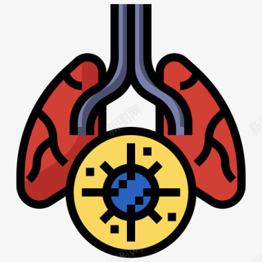 呼吸道冠状病毒和经济3线状颜色图标