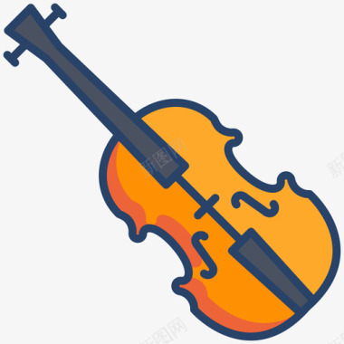 小提琴乐器53线性颜色图标