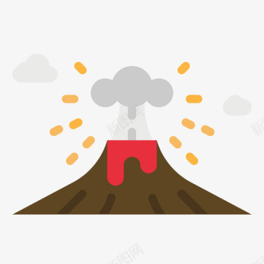 火山自然灾害47平坦图标