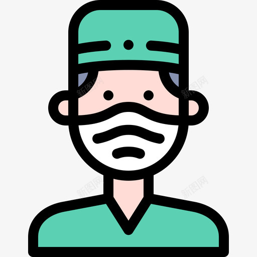 医生带医用面罩的头像1线性颜色svg_新图网 https://ixintu.com 医生 医用 面罩 头像 线性 颜色