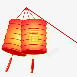 灯彩中国风新年立体福字灯笼高清图片