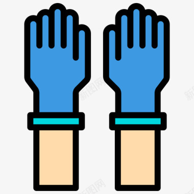 手套病毒123线状颜色图标