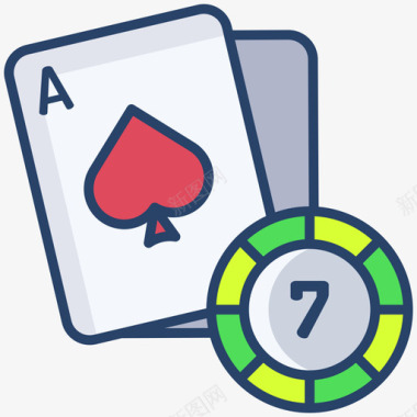 纸牌游戏赌场111线性颜色图标