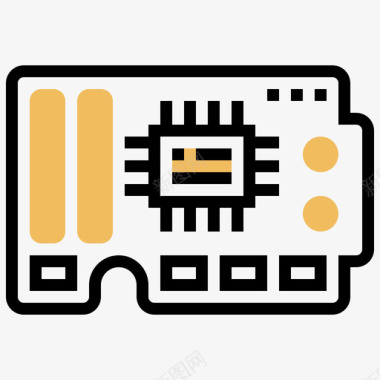 电路板电子元件10黄色阴影图标