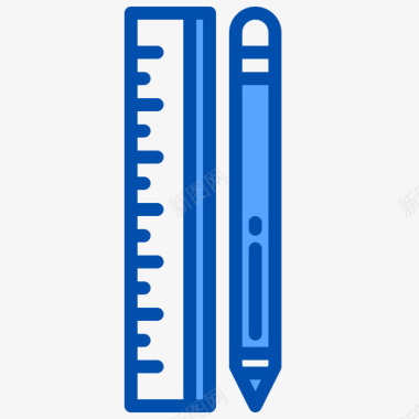尺子和铅笔设计工具34蓝色图标