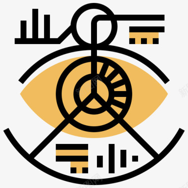 眼睛识别虚拟现实118黄色阴影图标