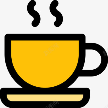 咖啡杯办公用品3线性颜色图标