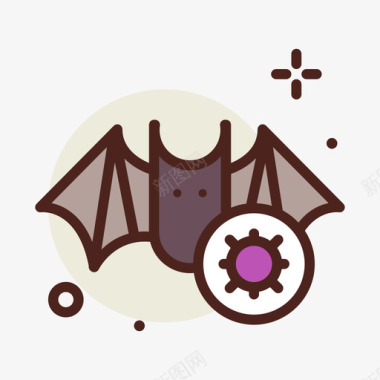 蝙蝠冠状病毒136线状颜色图标