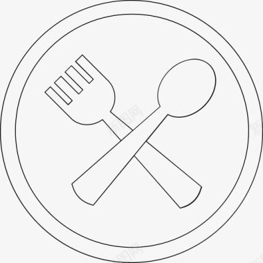 采购产品勺子和叉子餐具盘子图标