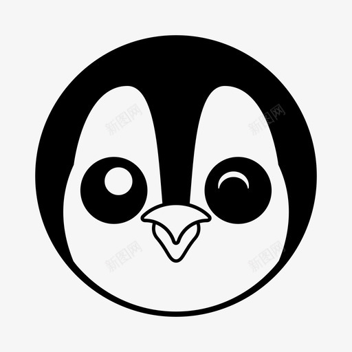 眨眼企鹅表情脸头svg_新图网 https://ixintu.com 企鹅 眨眼 表情 图标