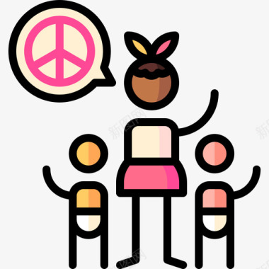 和平国际儿童节2线性颜色图标