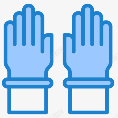 手套冠状病毒125蓝色图标