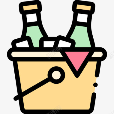 冰桶啤酒66线性颜色图标