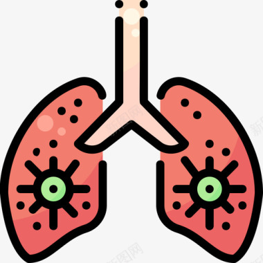 肺病毒传播2线状颜色图标