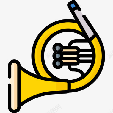 法国喇叭乐器60线状颜色图标