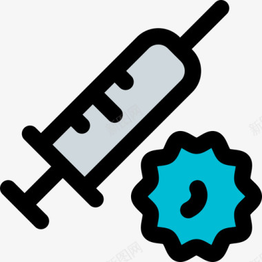 疫苗冠状病毒132线形颜色图标