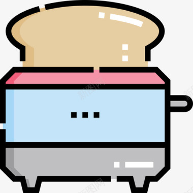烤面包机家庭用品50线性颜色图标