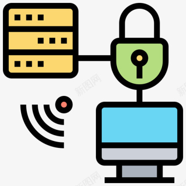数据安全网络技术31线性颜色图标