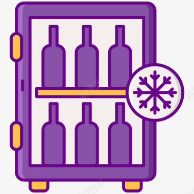 葡萄酒冷却器酿酒厂1线性颜色图标
