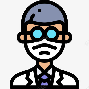 科学家带医用面具的化身1线性颜色图标
