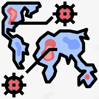 世界冠状病毒与经济3线性颜色图标
