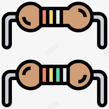 电阻电子元件9线性颜色图标
