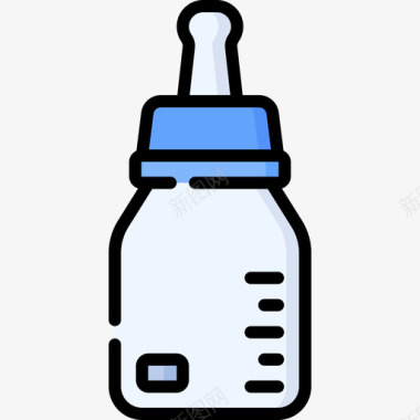 婴儿奶瓶塑料制品16线性颜色图标