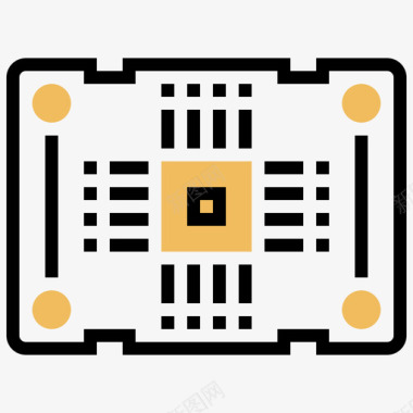 Pcb板电子元件10黄色阴影图标