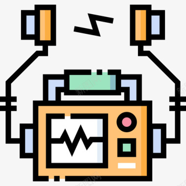 除颤器医疗服务15线性颜色图标