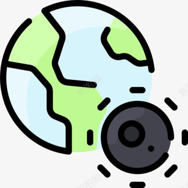 地球冠状病毒115线状颜色图标