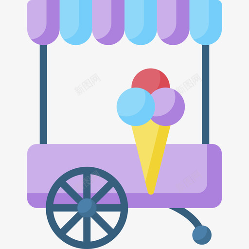 冰淇淋车城市元素80平板svg_新图网 https://ixintu.com 冰淇淋 城市 元素 平板