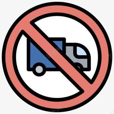 禁止卡车信号和禁令16线颜色图标