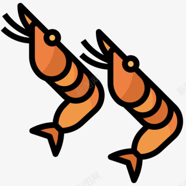 虾海鲜25原色图标