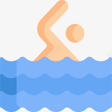 游泳业余爱好自由时间5平坦图标