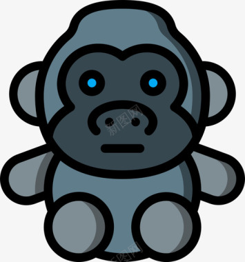 大猩猩软玩具4线性颜色图标