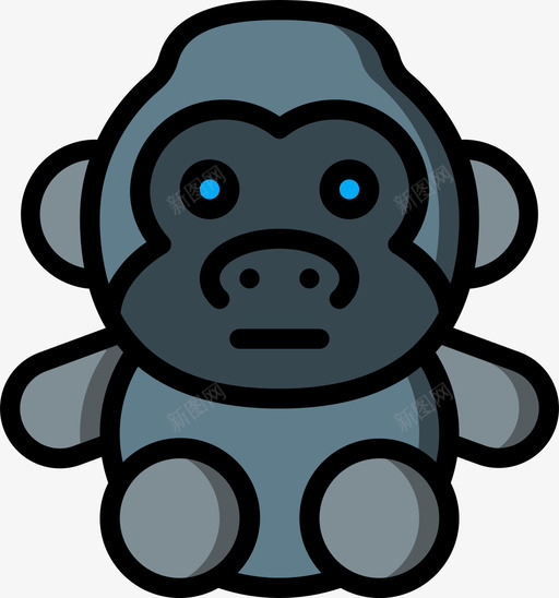 大猩猩软玩具4线性颜色svg_新图网 https://ixintu.com 大猩猩 玩具 线性 颜色