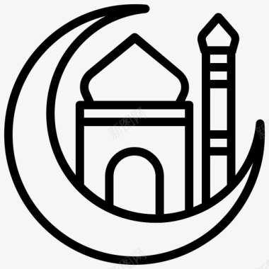 清真寺和星星阿拉伯阿拉伯语图标