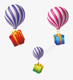 一个个00632一个个气球挂着令令盒子飘舞在空中透明礼盒高清图片