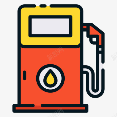汽油石油工业16线性颜色图标