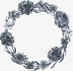 彩黑白波西米亚牡丹花卉剪贴画婚礼请柬设计PS57彩素材