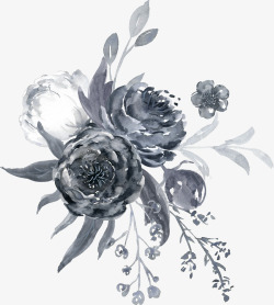 黑白剪贴画彩黑白波西米亚牡丹花卉剪贴画婚礼请柬设计PS55彩高清图片