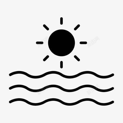 夏季海滩阳光svg_新图网 https://ixintu.com 夏季 海滩 阳光 温暖 波浪 混合 图标 字形