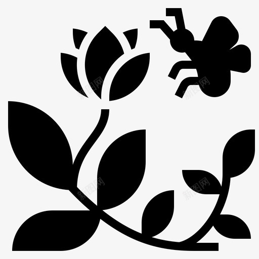 植物蜜蜂花svg_新图网 https://ixintu.com 植物 蜜蜂 花园 元素 字形