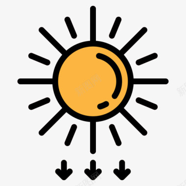 太阳自然灾害45线颜色图标