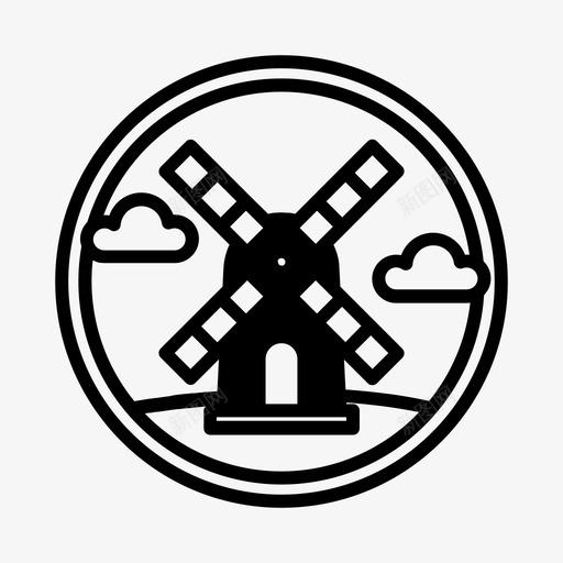 荷兰风车阿姆斯特丹农场svg_新图网 https://ixintu.com 荷兰 风车 阿姆斯特丹 农场 地标 城市 市地 标线