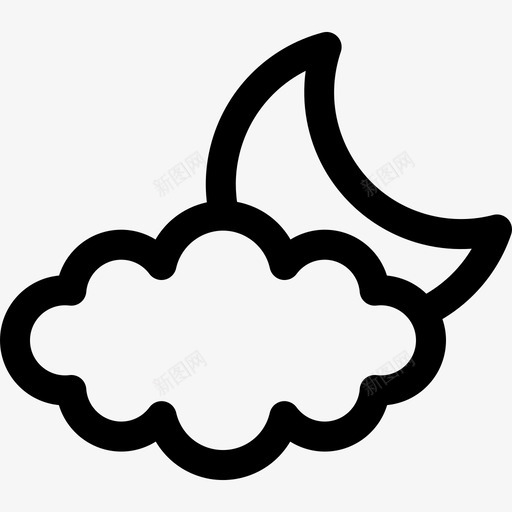多云的夜晚350号天气线性svg_新图网 https://ixintu.com 多云 云的 夜晚 350号 天气 线性