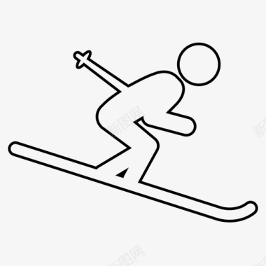 滑雪运动人物轮廓图标