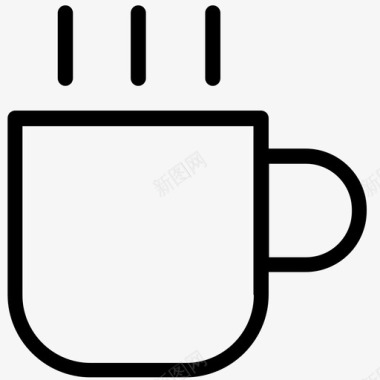 咖啡杯茶杯线性图标集图标