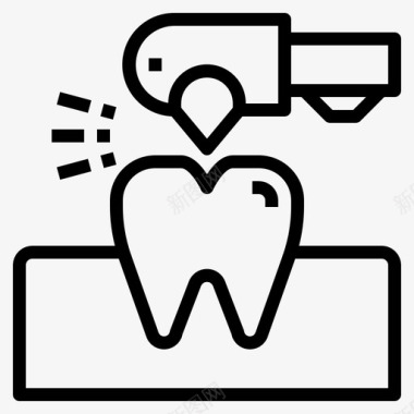牙钻牙科医生线状图标