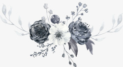 彩黑白波西米亚牡丹花卉剪贴画婚礼请柬设计PS51彩素材